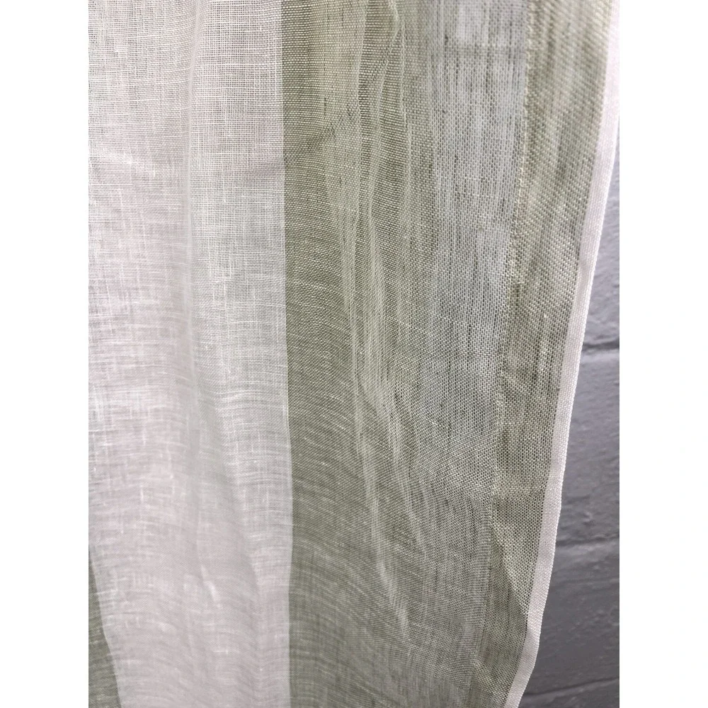 Restoration Hardware Masters of Linen Curtain‎ Sheer Stripe Celadon Cream 50x96